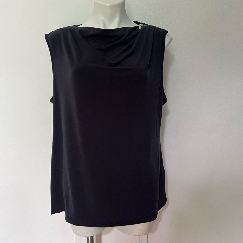 DKNY Stretch One Shoulder Zipper Sleeveless Top NWT Asymmetrical